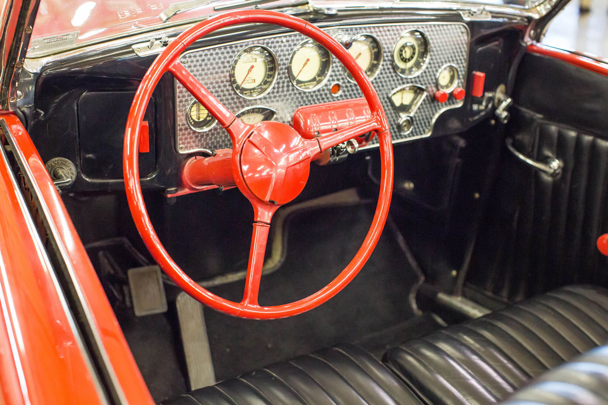 A supercharged Cord classic car on display at Route 66 Car Museum